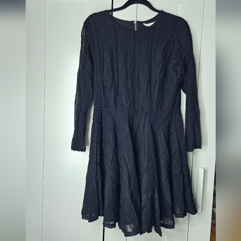 H&M Black Lace Skater Dress Size 14